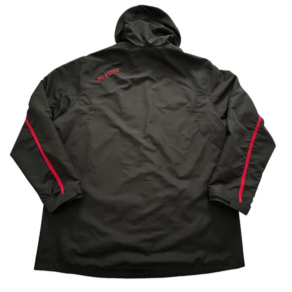 Adidas ClimaProof NC State University Zip Windbreaker Jacket XL Hood Black Red - Picture 3 of 14